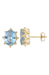 Fzn 10k Gold Aquamarine Stud Earrings In Yellow