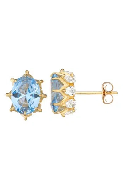 Fzn 10k Gold Aquamarine Stud Earrings In Yellow