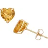 Fzn 10k Gold Citrine Heart Stud Earrings In Yellow