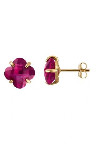 Fzn 10k Gold Clover Stud Earrings In Yellow