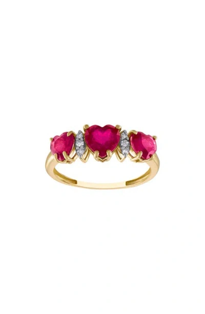 Fzn 10k Gold Diamond & Ruby Heart Ring