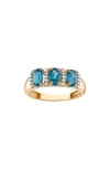 Fzn 10k Gold Diamond & Genuine Stone Ring In London Blue Topaz