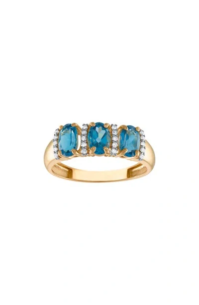 Fzn 10k Gold Diamond & Semiprecious Stone Ring In London Blue Topaz