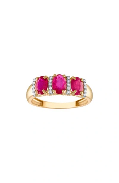 Fzn 10k Gold Diamond & Semiprecious Stone Ring In Ruby