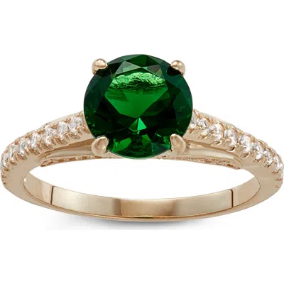 Fzn 10k Gold Emerald & Lab Created White Sapphire Ring