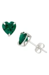 Fzn 10k Gold Emerald Heart Stud Earrings In White