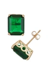 Fzn 10k Gold Emerald Stud Earrings In Yellow