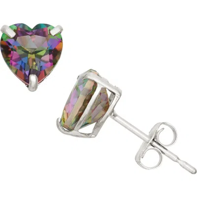 Fzn 10k Gold Faceted Heart Stud Earrings