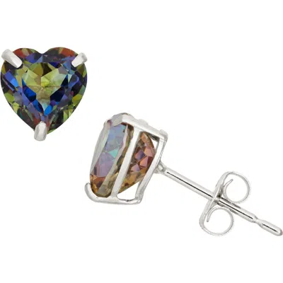 Fzn 10k Gold Faceted Heart Stud Earrings