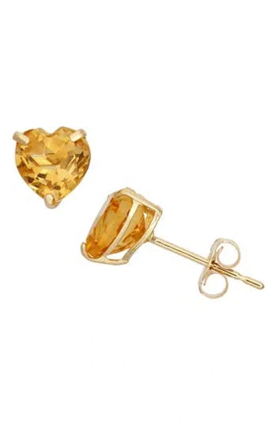 Fzn 10k Gold Garnet Heart Stud Earrings