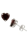 Fzn 10k Gold Garnet Heart Stud Earrings In White