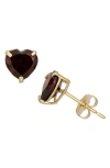 Fzn 10k Gold Garnet Heart Stud Earrings In Yellow