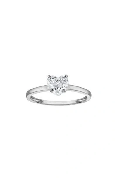Fzn 10k Gold Heart Lab Grown Diamond Ring In White