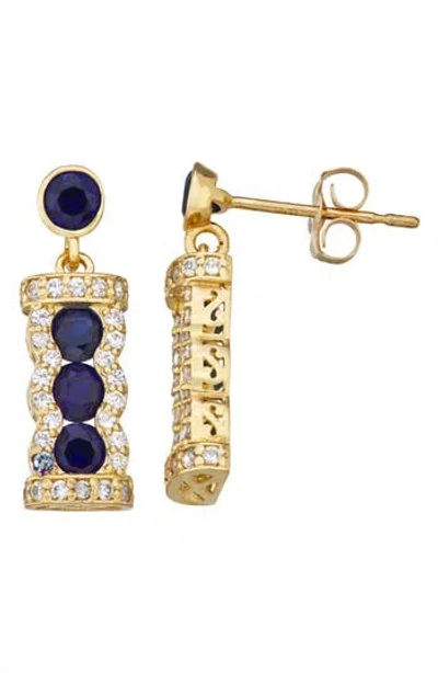 Fzn 10k Gold Lab Created Sapphire Drop Earrings