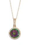 Fzn 10k Gold Opal & Lab Created White Sapphire Pendant Necklace