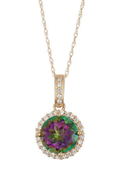 Fzn 10k Gold Opal & Lab Created White Sapphire Pendant Necklace