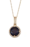Fzn 10k Gold Opal & Lab Created White Sapphire Pendant Necklace In Blue