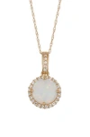 Fzn 10k Gold Opal & Lab Created White Sapphire Pendant Necklace In Multi