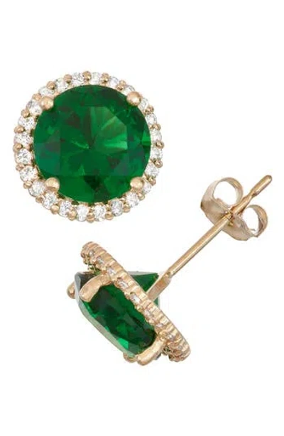 Fzn 10k Gold Opal & Lab Created White Sapphire Stud Earrings