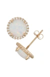 Fzn 10k Gold Opal & Lab Created White Sapphire Stud Earrings In Yellow