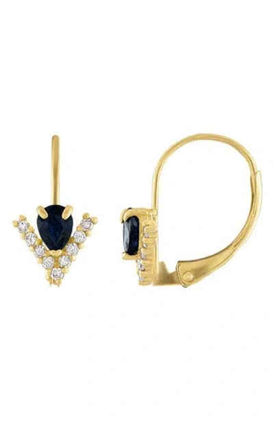 Fzn 10k Gold Pavé Diamond & Sapphire Drop Earrings In Yellow