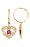 Fzn 10k Gold Pavé Diamond Heart Drop Earrings In Yellow