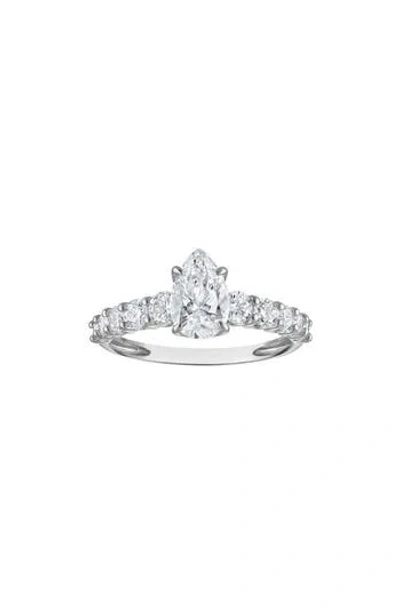 Fzn 10k Gold Pear Cut Lab Grown Diamond Ring In White
