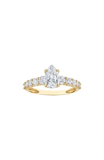 Fzn 10k Gold Pear Cut Lab Grown Diamond Ring In Yellow