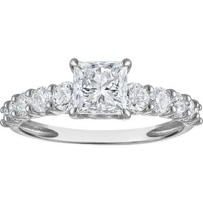 Fzn 10k Gold Princess-cut Lab-grown Diamond Ring In White