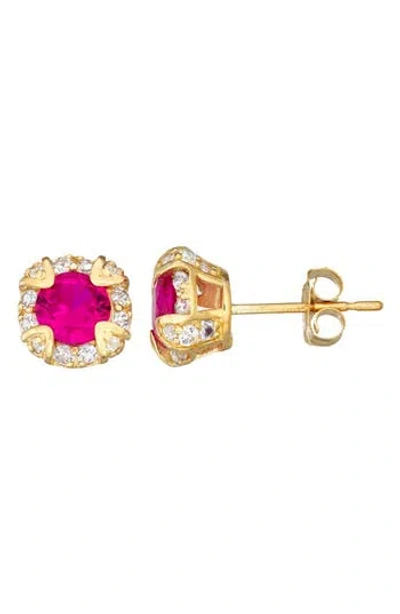Fzn 10k Gold Round Cut Stone Stud Earrings