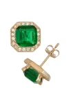 Fzn 10k Gold Ruby & Lab Created White Sapphire Stud Earrings