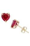 Fzn 10k Gold Ruby Heart Stud Earrings In Yellow