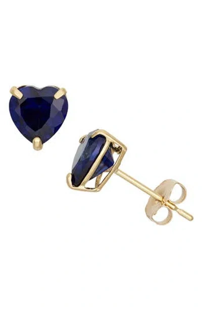 Fzn 10k Gold Sapphire Heart Stud Earrings
