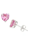 Fzn 10k Gold Sapphire Heart Stud Earrings In Multi