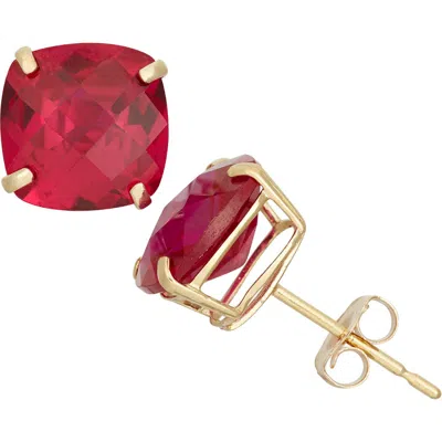 Fzn 10k Gold Solitaire Garnet Stud Earrings