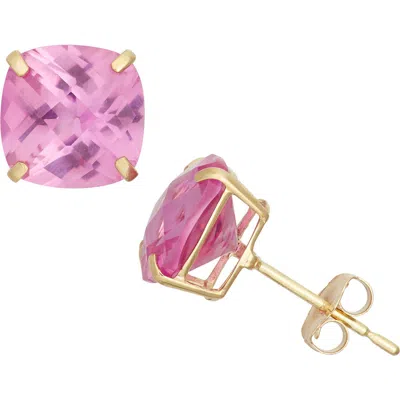 Fzn 10k Gold Solitaire Garnet Stud Earrings
