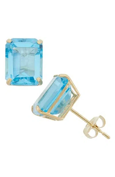 Fzn 10k Gold Solitaire Stone Stud Earrings In Blue