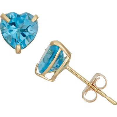 Fzn 10k Gold Topaz Heart Stud Earrings