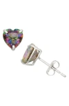 Fzn 10k Gold Topaz Heart Stud Earrings In Silver