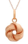 Fzn 10k Gold Twisted Knot Pendant Necklace In Pink