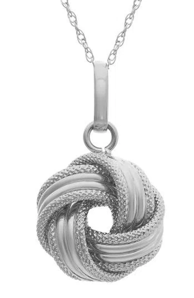 Fzn 10k Gold Twisted Knot Pendant Necklace In Silver