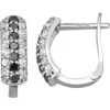 Fzn 10k White Gold Pavé Black & White Diamond Huggie Hoop Earrings In White