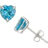 Fzn 10k White Gold Semiprecious Stone Heart Stud Earrings