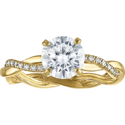 Fzn 10k Yellow Gold Lab Grown Moissanite Twisted Band Ring