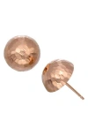 Fzn 14k Gold Hammered Dome Earrings In Pink