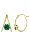 Fzn 14k Gold Hoop Earrings In Emerald