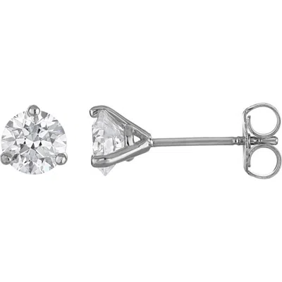 Fzn 14k Gold Lab Grown Diamond Stud Earrings In Silver