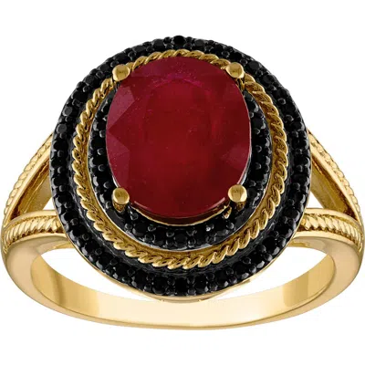Fzn 14k Gold Over Silver Genuine Ruby Ring