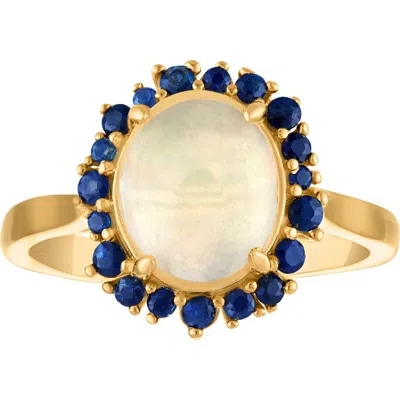 Fzn 14k Gold Over Silver Opal & Sapphire Ring