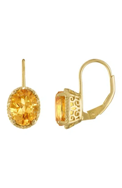 Fzn 14k Gold Plate Citrine Drop Earrings